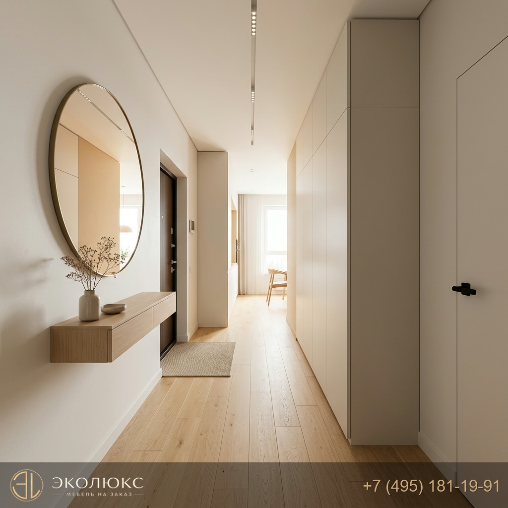 Прихожая до потолка: мебель без визуального шума
